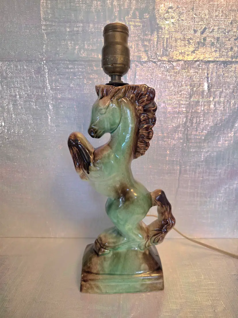 Drip Glaze Pottery Horse Lamp