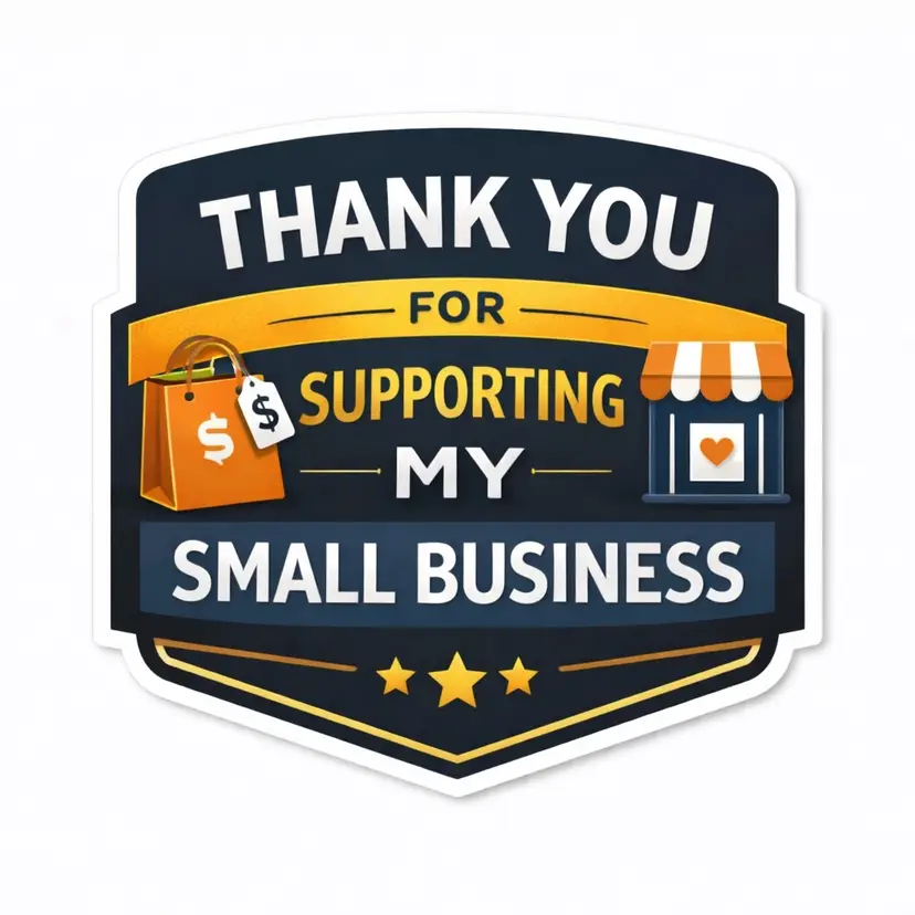 50 Pack - 2” Thank You For Supporting My Small Business- Gloss Finish