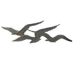 037. MCM Sexton 1970s Metal Art Flying Birds 29” X 9”