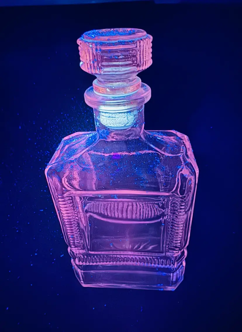 Beautiful Crystal Decanter With Magnesium So It Glows Pink Under UV - Signed “Corby’s”