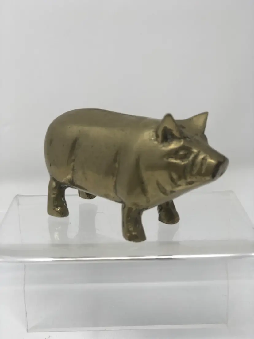 Miniature Brass Pig Figurine
