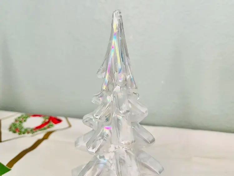 Vintage Iridescent Glass Christmas Tree 6”