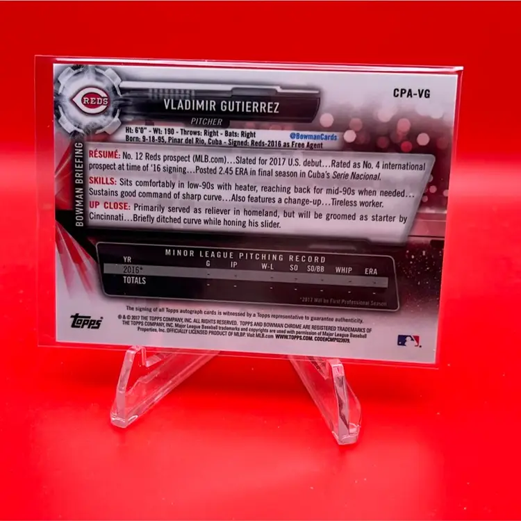 Vladimir Gutierrez 2017 Bowman Chrome 1sr Bowman Prospect Auto Cincinnati Reds