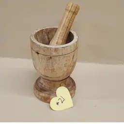 21 Wooden Mortar And Pestal