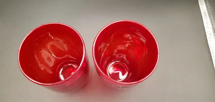 The Cellar Ruby Red Glowing Pontil & Rim Drinking Handblown Glass 5-1/2"