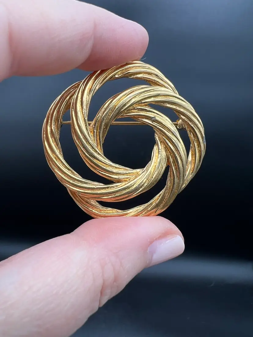 Monet Textured Rope Interlocking Circles Brooch