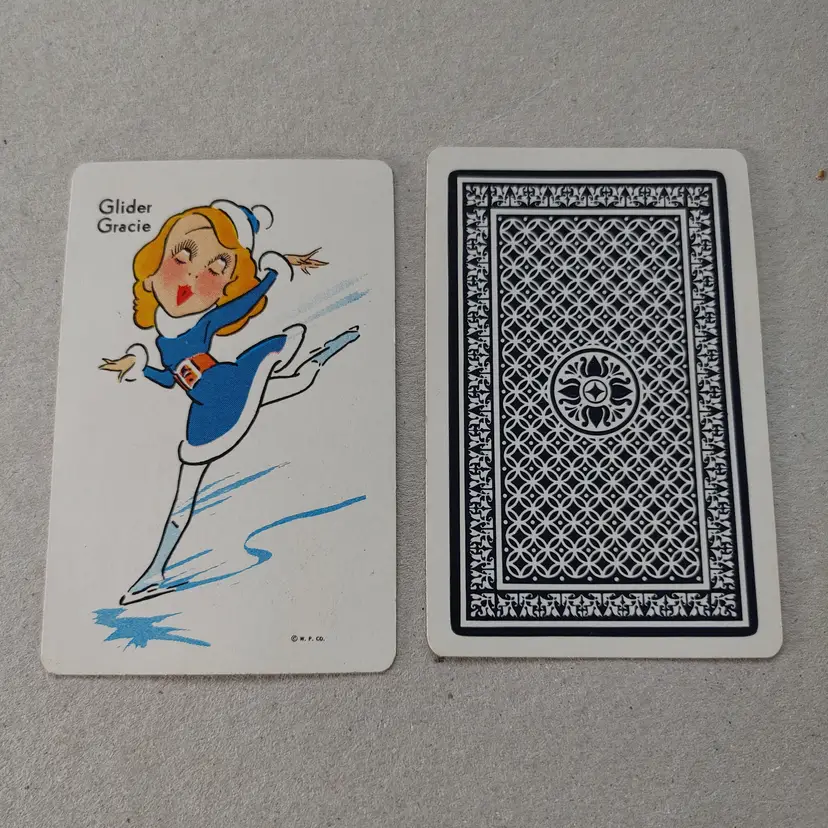 1 single swap card. Old Maid by Whitman. 1940-1950. Glider Gracie.