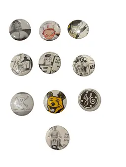 Set of 10- 1" 1960's Post Magazine Advertisement/ Cartoon Pins