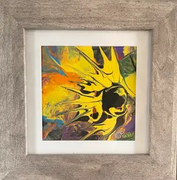 Wild Flower
New Original Flower Painting 
On 4”x4” Watercolor Paper 
In 6.5”x6.5” New, Grey Frame
With Glass