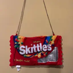 Taste the Style” Purse – Upcycled Skittles Bag with Chain Strap (One of a Kind)
