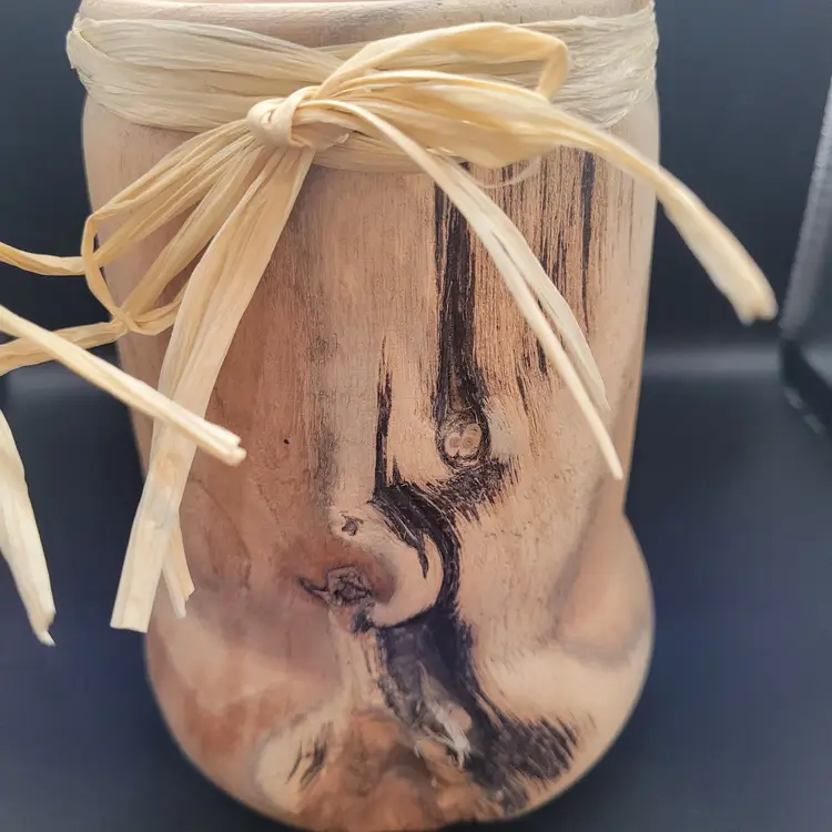 Hand Crafted Wood Vase 4.25 x 6.25 inches Rustic