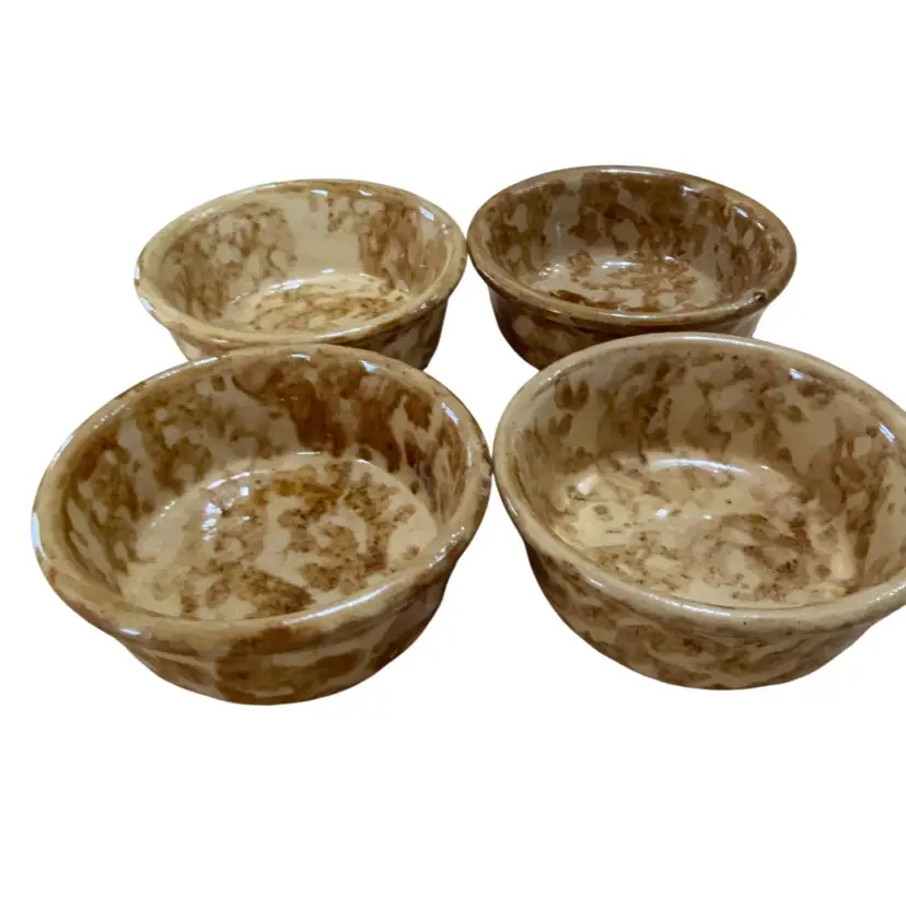 4 Vintage Usa Brown SpongeWear Small Bowls