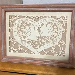 Vintage Heart & Lovebirds Paper Cutting Design Art