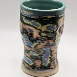 Studio Art Pottery Vase abstract 6" Signed Soutar