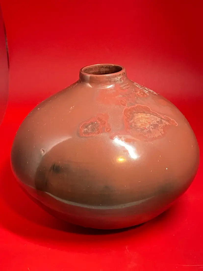 Polished Art Pottery Vase, Artist Signed by Bornstein, 5" Tall