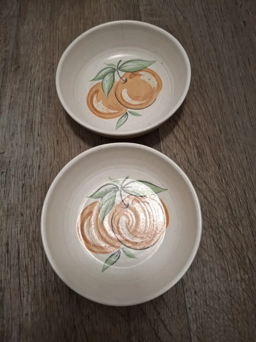 Franciscan Peach Fruit Dessert Bowls Set Of 2 Handcrafted Stoneware Earthy Tones