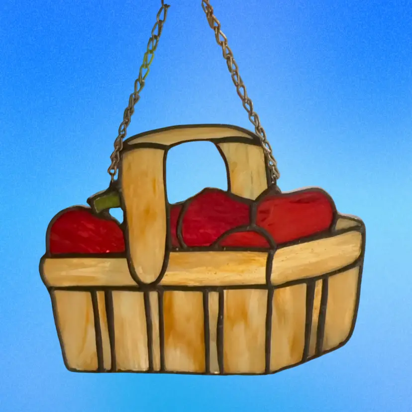 Basket Of Apples Stained Glass 8 1/2” X 7”
