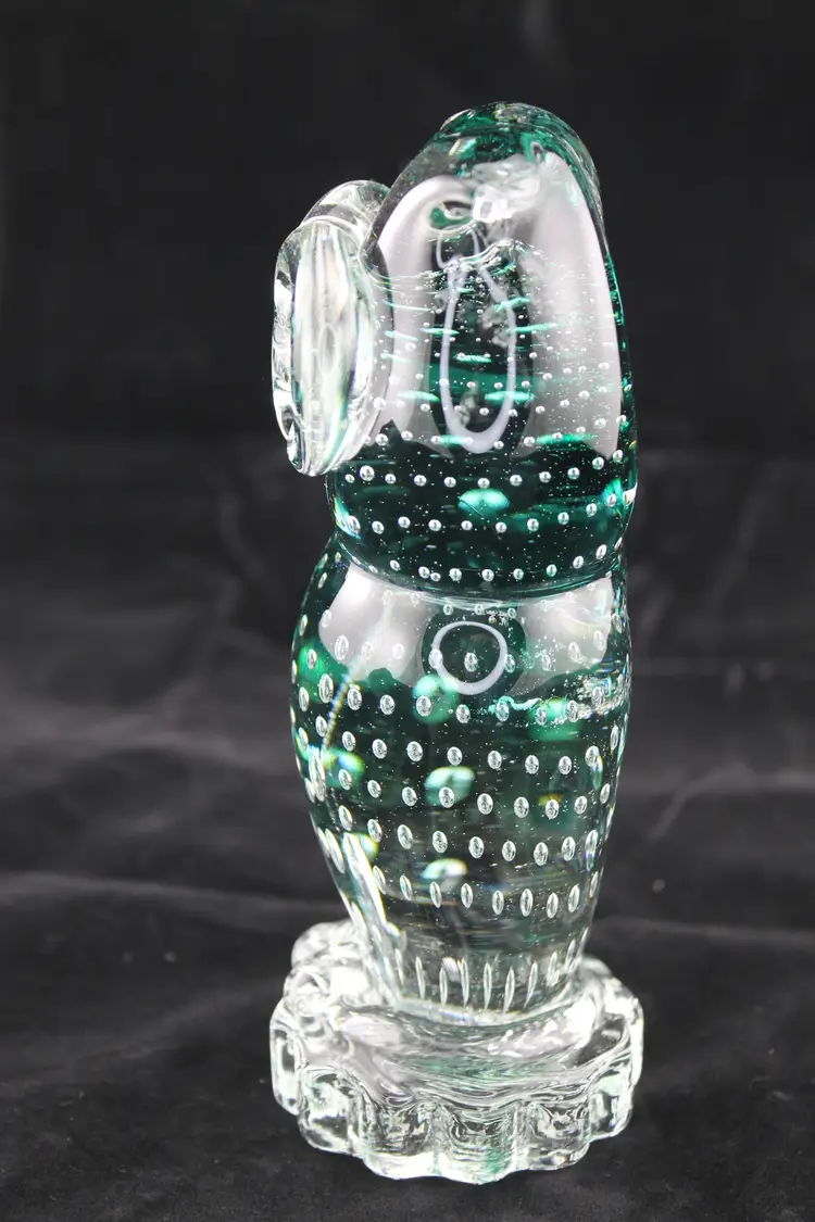 Weirdo Hand Blown Art Glass Owl Controlled Bubbles