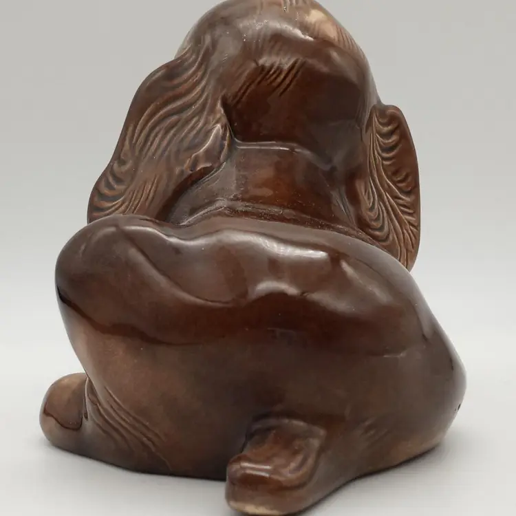 Vintage Puppy Dog (Cocker Spaniel) Figurine Brown Ceramic ~4" x 6"