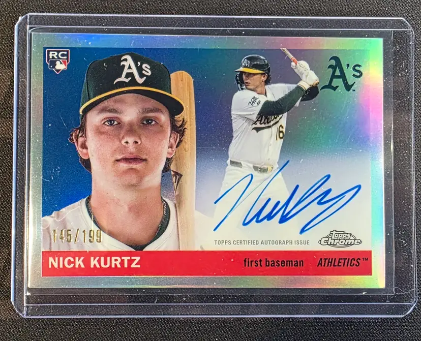 Nick Kurtz 2025 Topps Chrome Platinum Refractor Auto /199 Las Vegas Athletics