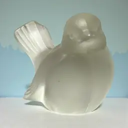 VTG Fenton Art Glass Frosted Satin Bird Sparrow Signed Well Marked