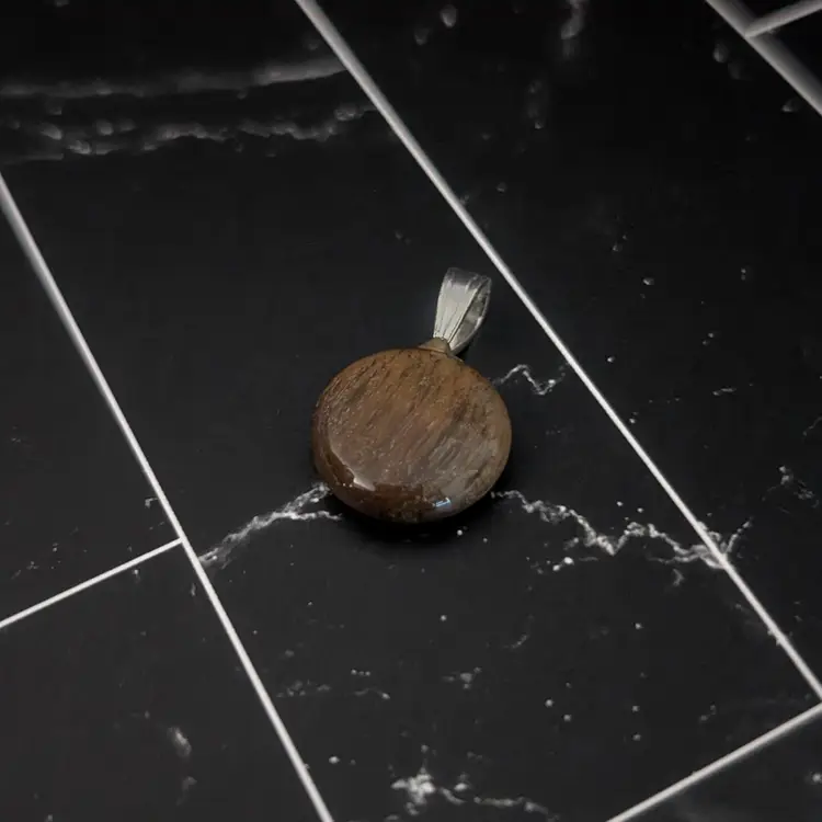 Vintage Pendant - Brown & Tan Small Circular - 0.5" - No Chain Included