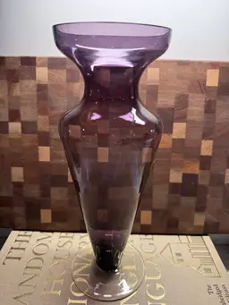 Handblown Purple And White 11 3/4” Vase