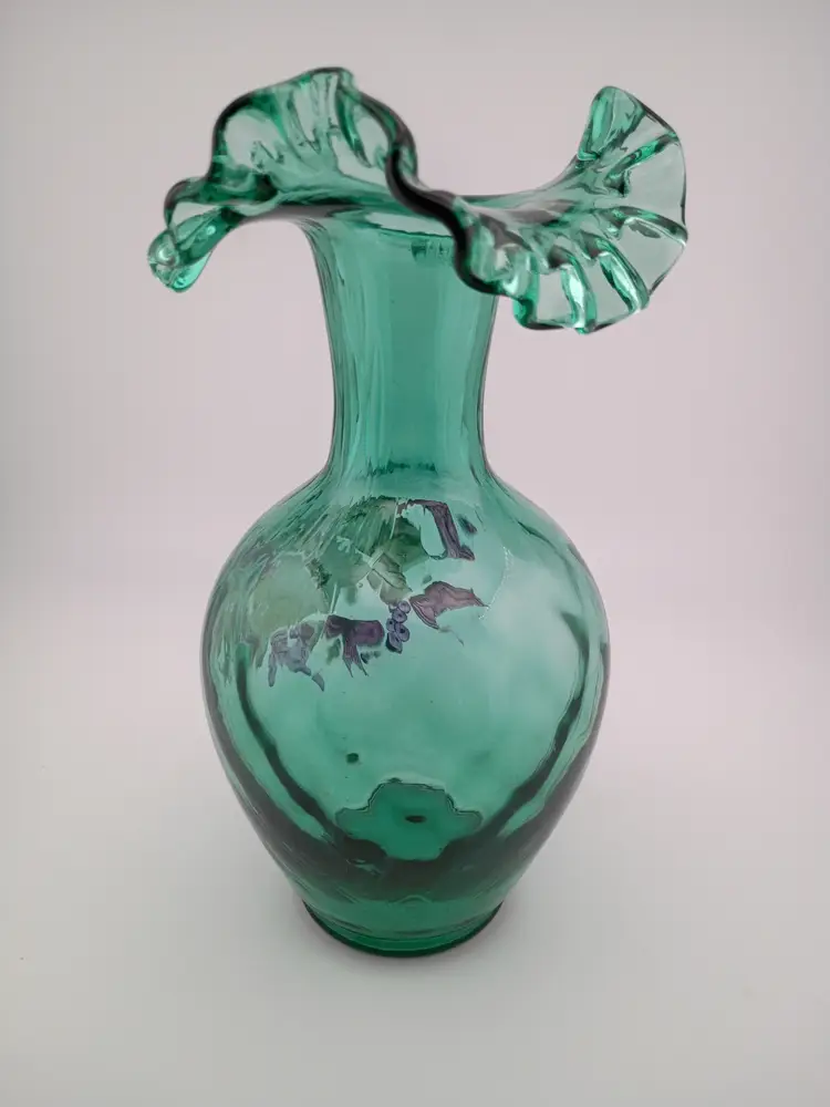 Fenton 1996 Magnolia and Berry on Spruce 9.5" Vase # 1943