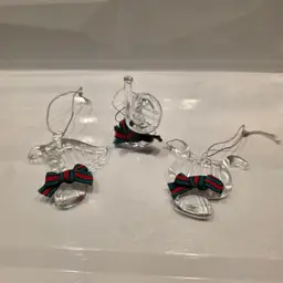 Vintage Enesco 1983 Glass Christmas Tree Ornaments Set Of 3 Musical Instruments