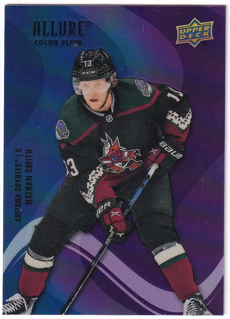 2022-23 Upper Deck Allure Color Flow Blue Purple #SF25 Nathan Smith Arizona Coyotes Hockey Card