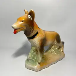Vintage Ceramic German Sheperd Dog Figurine 'Made in Brazil' 8.50" L