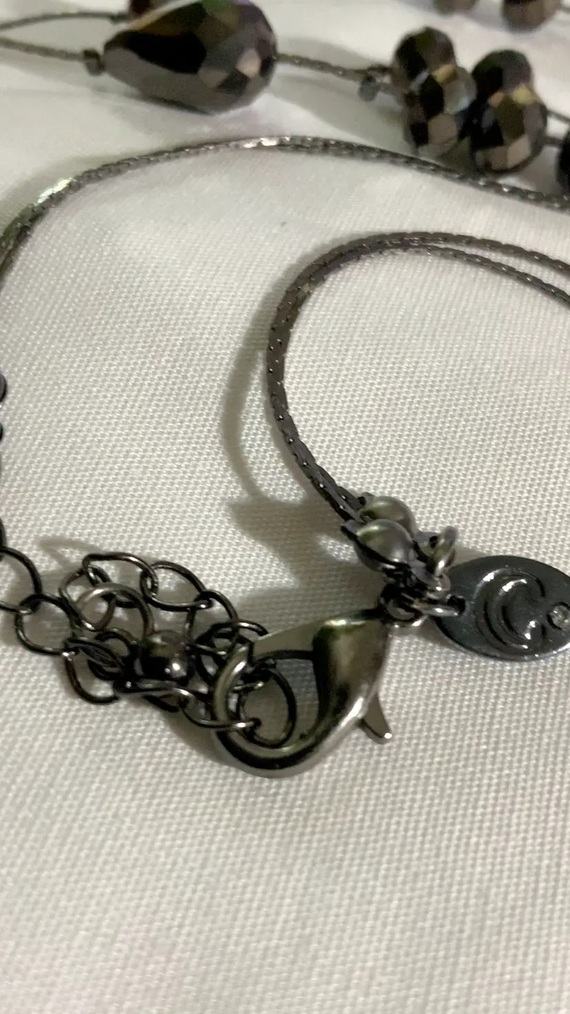 Vintage 36” Charming Charlie Multi Strand Black Faceted Beaded Necklace Costume Jewelry Marked By Maker