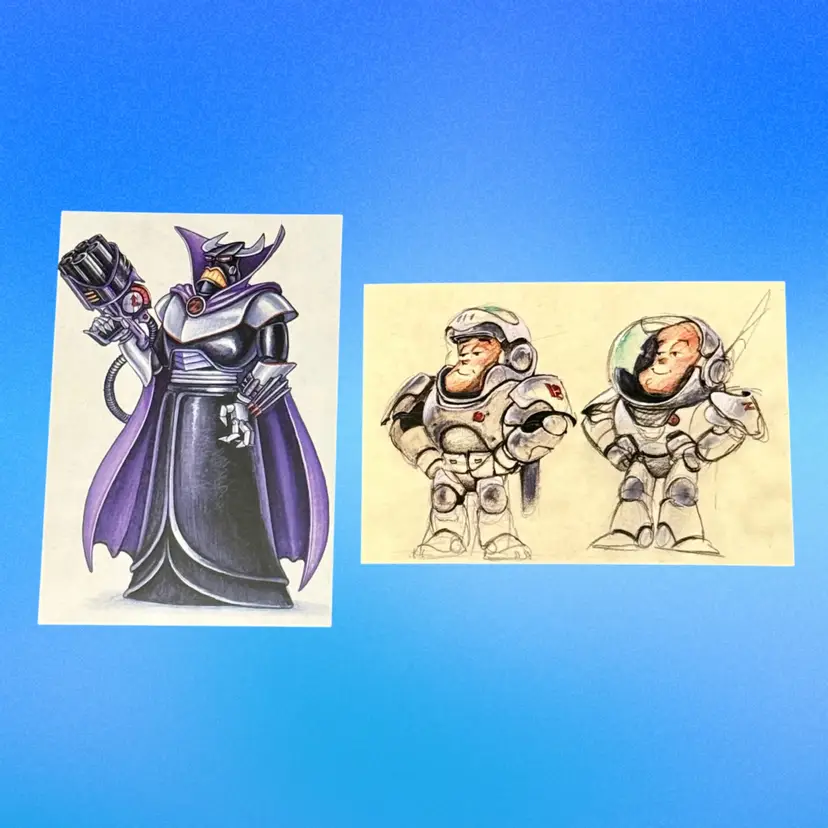 Lot/2 Vintage Toy Story Buzz Lightyear & Evil Emperor Zurg Postcards, Unused