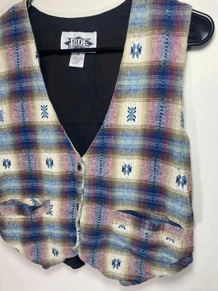 Vintage Ride Multicolored Flannel Vest