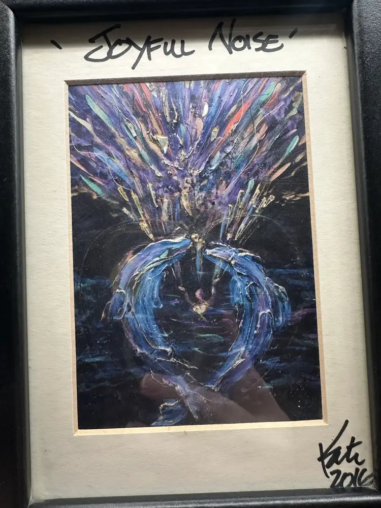 “Joyful Noise” One Of A Kind Abstract Art Piece, Framed And Signed By Artist, 2016 8.5”T X 7”W