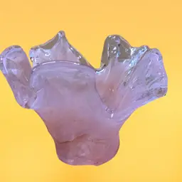 17. Glass Candle Votive Italy Pink Art Vase Ruffled