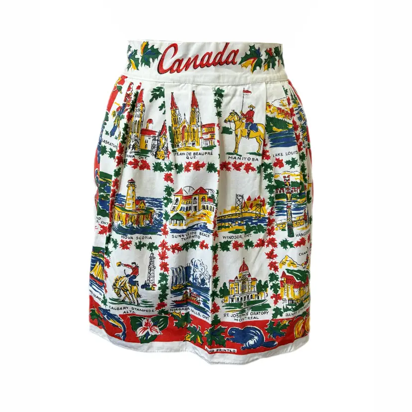 Canada Province Souvenir Half Apron Vibrant Graphics Toronto Ontario Calgary Vintage