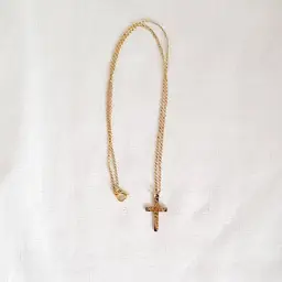 14K GF Cross Pendant Necklace  Featuring a Floral Design