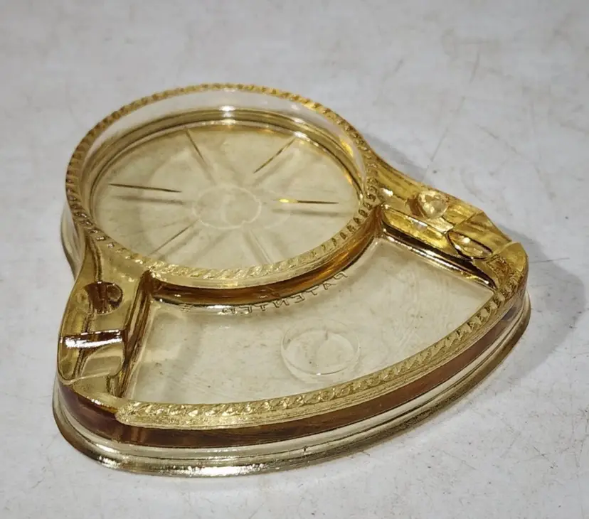 Vintage Tiffin Glass Yellow Ashtray Coaster Combo MCM
