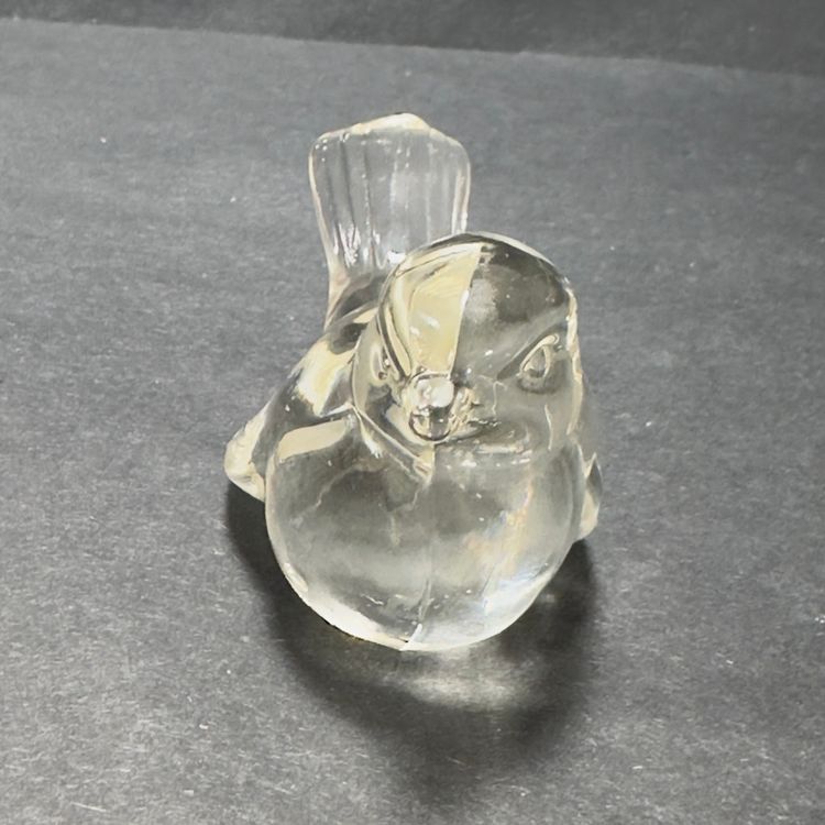 #1492 Vintage Fenton Clear Glass Bird Paperweight 2.75” Tall