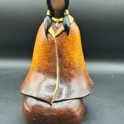 CERAMIC HAND PAINTED NATIVE AMERICAN WOMAN WITH COPPER COLOR FACE