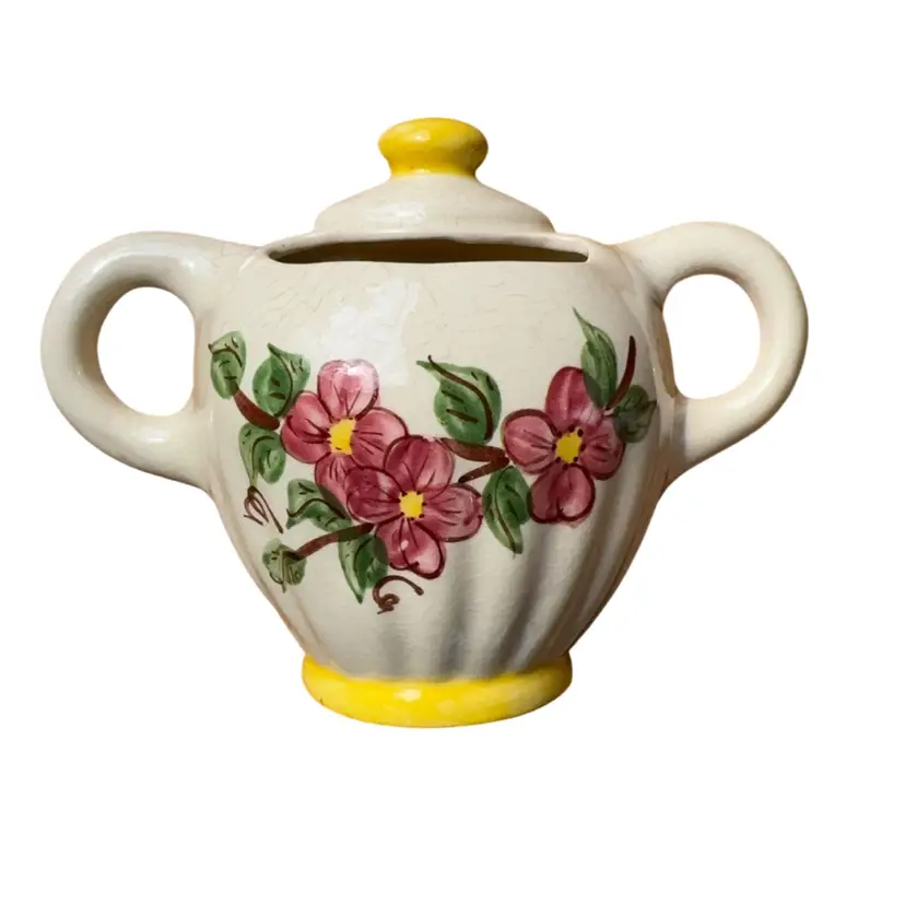 Floral Sugar Bowl Wall Pocket