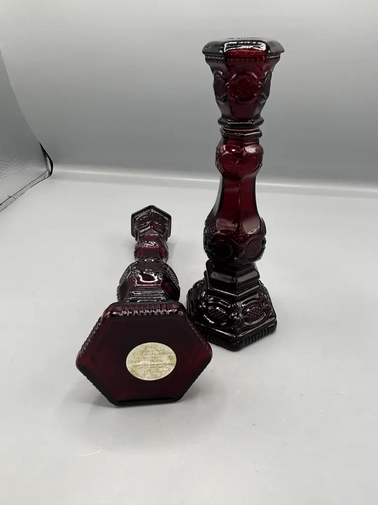 Avon Cape Cod Ruby candlesticks