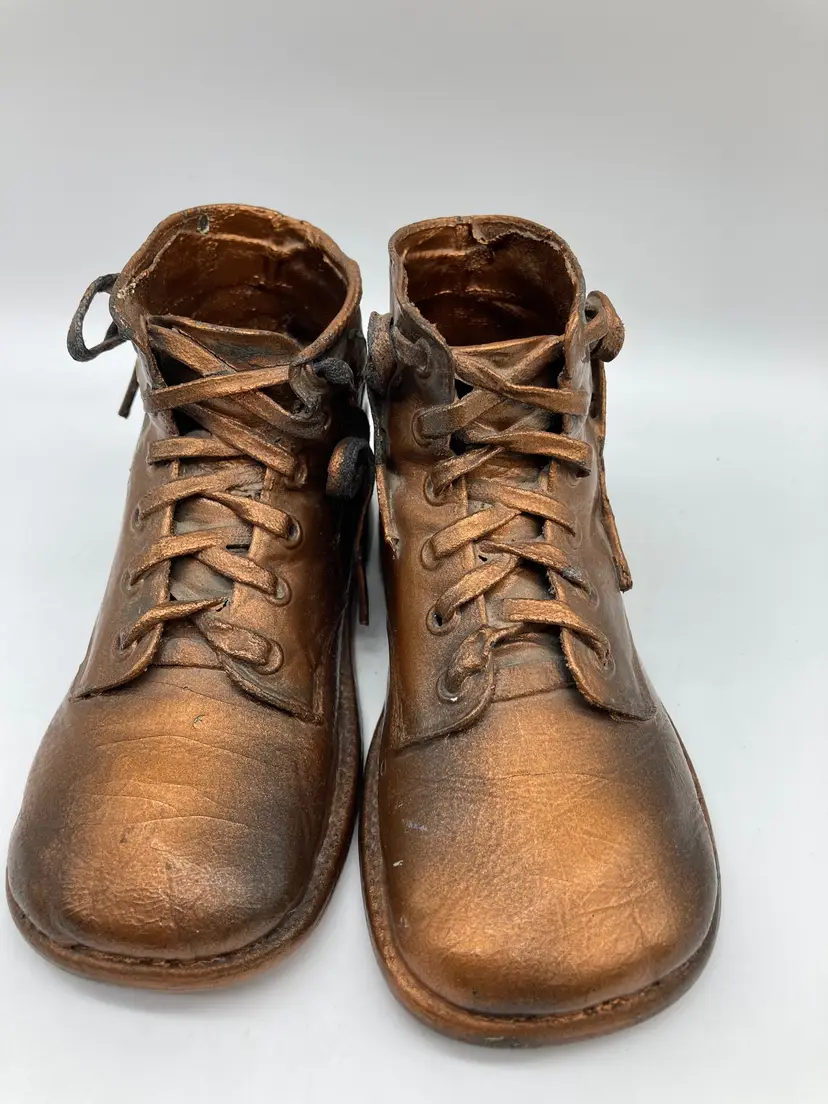 Vintage Copper Colored  Toddler Shoes, Mid Century Lace Up