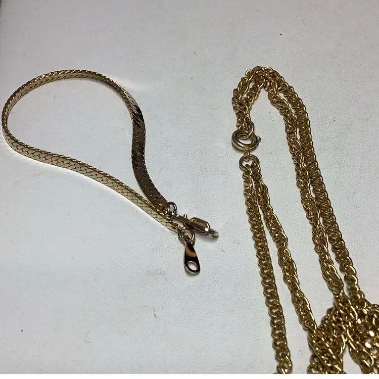 Necklace Goldtone Double Layer 24” & Bracelet 7”