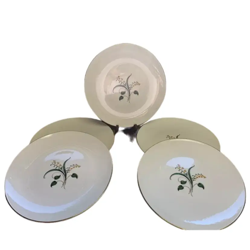 Edwin Knowles Forsythia Dinner Plates 10 1/4” Diameter USA VGC Set Of 5