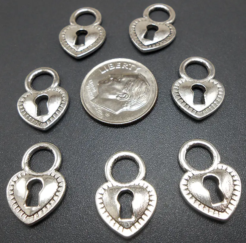 12pcs Heart Lock Charms #BC153