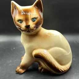 Vintage Ceramic Cat with Blue Eyes