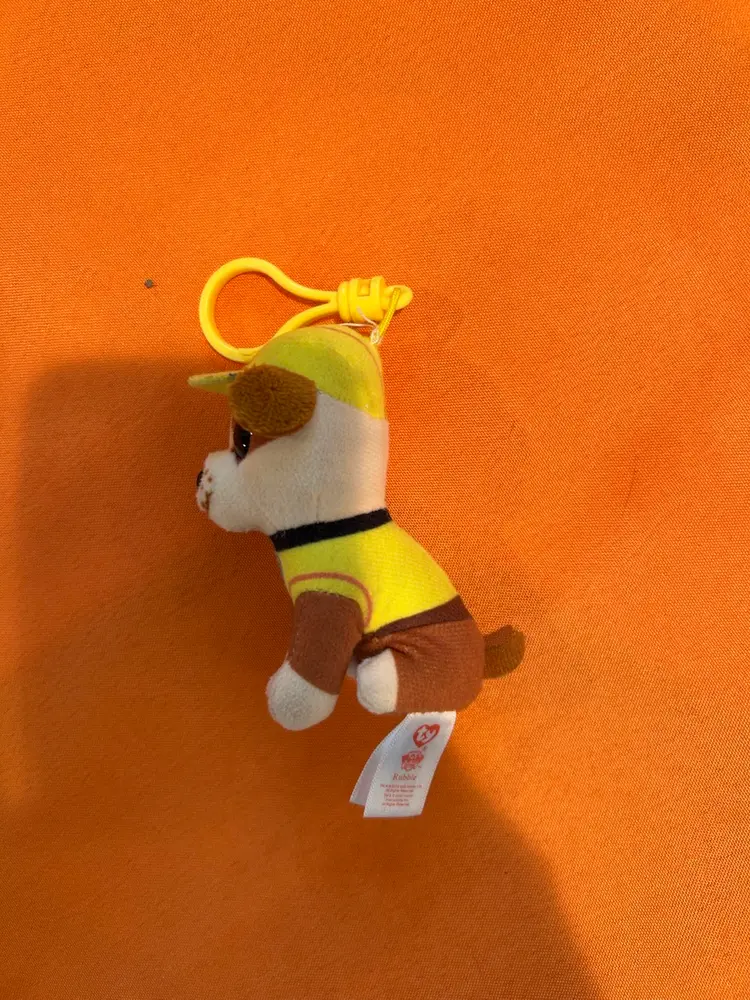 Ty RUBBLE the BULL DOG Paw Patrol Beanie Boo Keychain CLIP 4” Preowned.