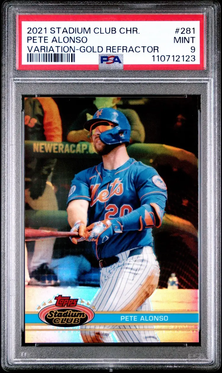 Pete Alonso PSA 9 2021 Stadium Club Chrome Gold Refractor /50 1991 Variation #281 New York Mets